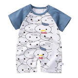 Pure Cotton Short-Sleeved Newborn Baby Jumpsuit - Blue - Shop N Save