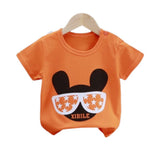 3-6 Months Infant Baby Boy T-Shirt - Newborn Baby Girls Cartoon Print Short Sleeves Round Neck T-Shirt For Kids - Orange - Shop N Save