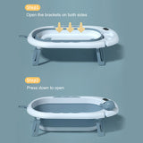 Portable Baby Bathtub - Large Foldable Newborn Infants Anti Slip Skid Proof Collapsible Baby Bath Tubs With Water Temperature Meter and Net and Shower for Kids New Born (L 82 - W 48 - H 32 CM) - Blue - Shop N Save