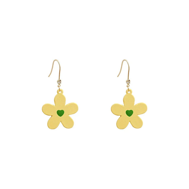 Lovely Vintage Yellow Flower Drop Earrings: Timeless Chic Design - Shop N Save