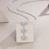 1 Carat Silver Necklace Pendant Set With Top Grade Moissanite, Made Of S925 Silver Plated Platinum.