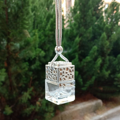 Car Perfume Bottle Pendant Gold And Silver Hollow Square