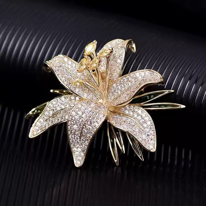 Elegant And Refined Full-diamond Lily Broochcollar Pin