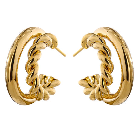 S925 Special-interest Design Simple Hemp Rope Double C Asymmetric Trending Earrings Ear Clip