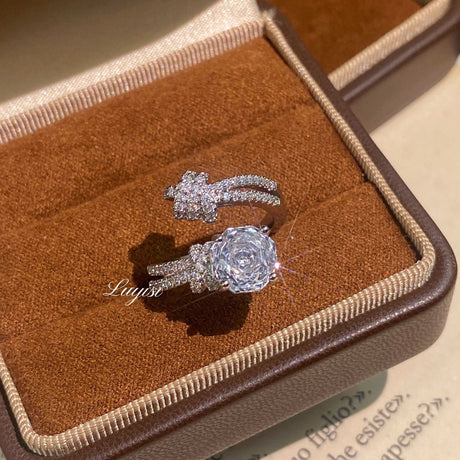 Dopamine Purple Zircon Ring, Trendy Light Luxury Stackable Ring For Women