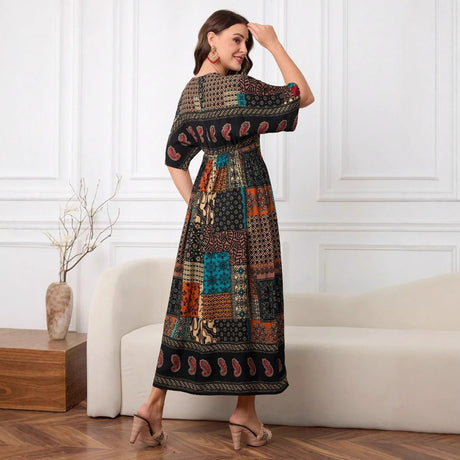 Womens Casual Modest Floral-print Dress