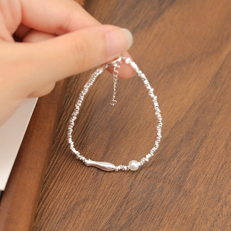 S925 Sterling Silver Little Fish & Broken Silver Pearl Bracelet For Women, New 2025 Design, Light Luxury Niche Exquisite Bracelet
