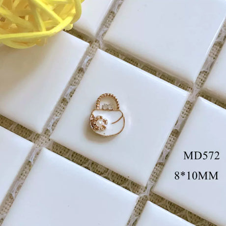 5-piece Alloy Nail Art Accessories Set Ring, Perfume Bottle, Lipstick, And Handbag Series