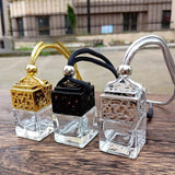 Car Perfume Bottle Pendant Gold And Silver Hollow Square