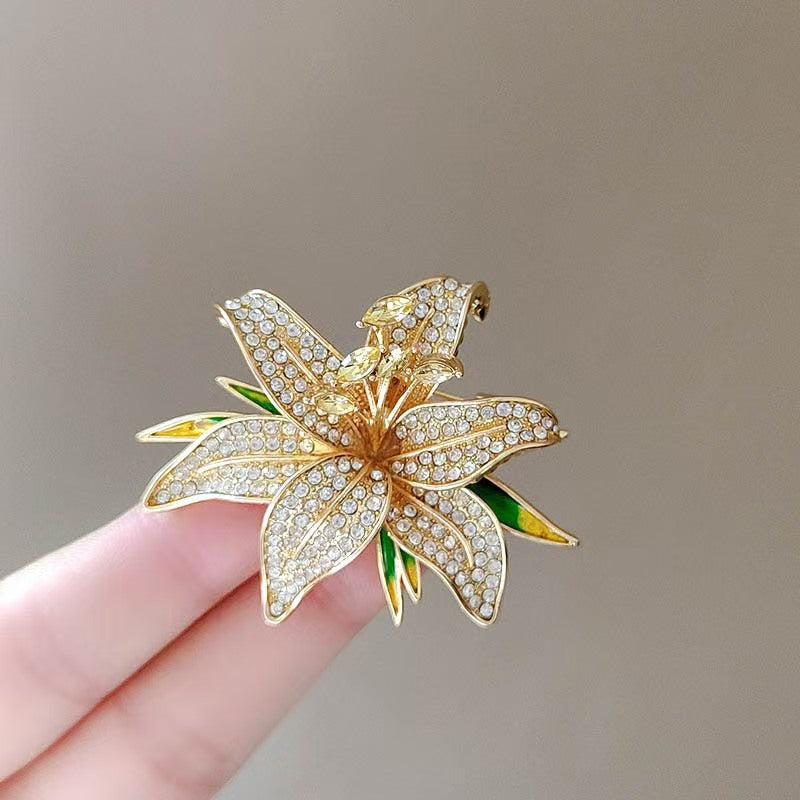 Elegant And Refined Full-diamond Lily Broochcollar Pin