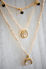Gold Moon Wave Necklace - Elegant Layered Jewelry for Versatile Style - Shop N Save