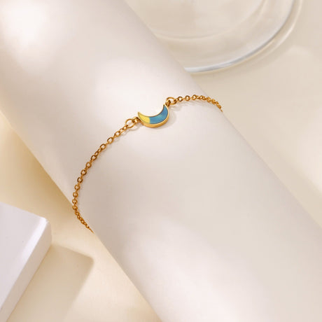 Japan-Korea Style Minimalist Colorful Dripping-Oil Moon Bracelet For Women