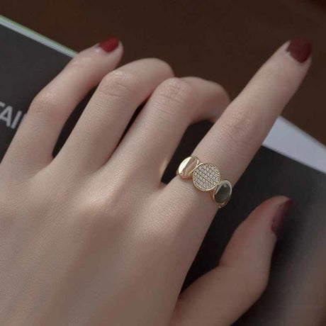 Open Ring With Micro-set Details Elegant And Stylish For Women
