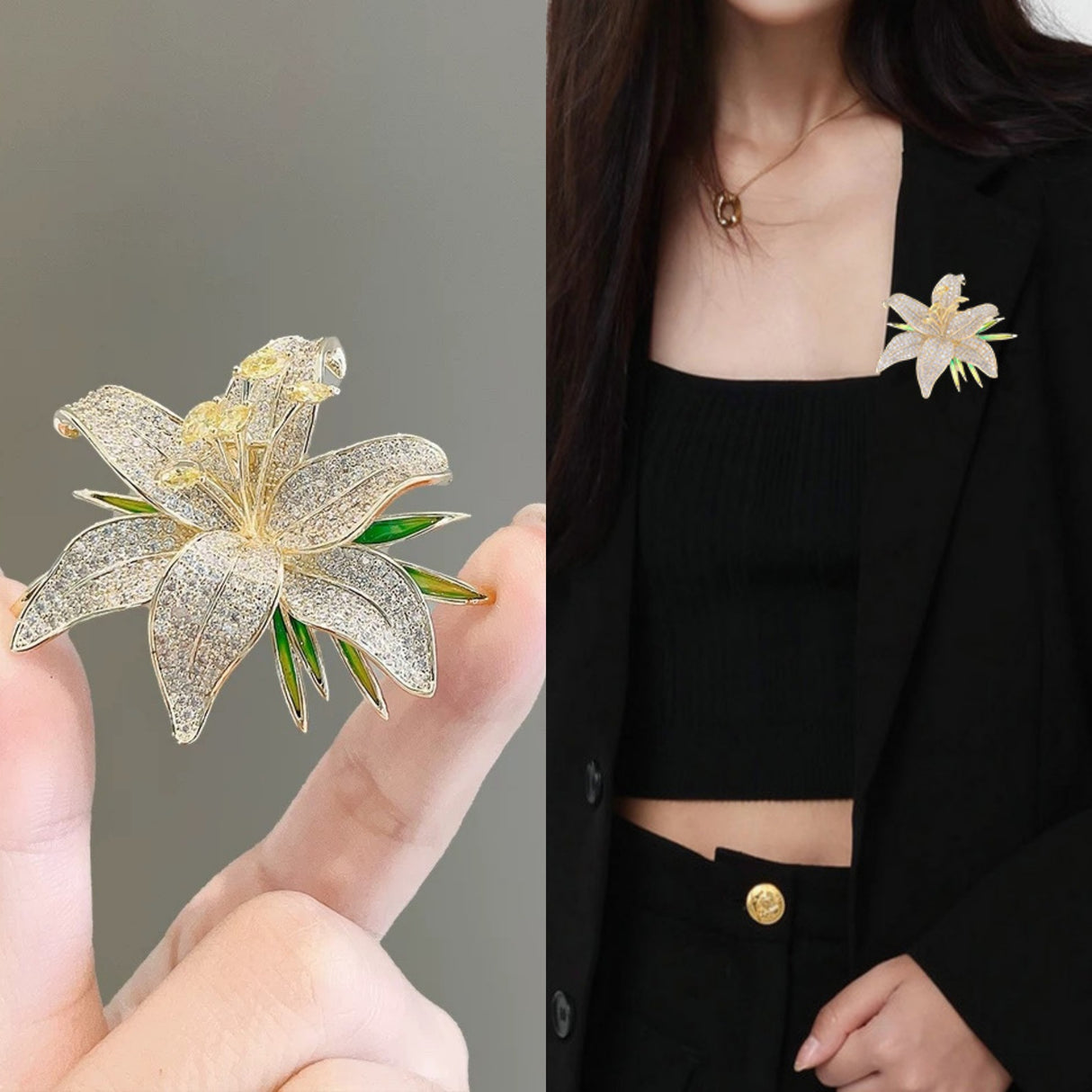 Elegant And Refined Full-diamond Lily Broochcollar Pin