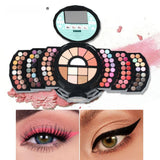 Makeup Palette Featuring Shimmering Eyeshadows Contouring Products Lipsticks And Matte Blush