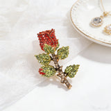 Creative Retro Alloy Rhinestone Rose Brooch