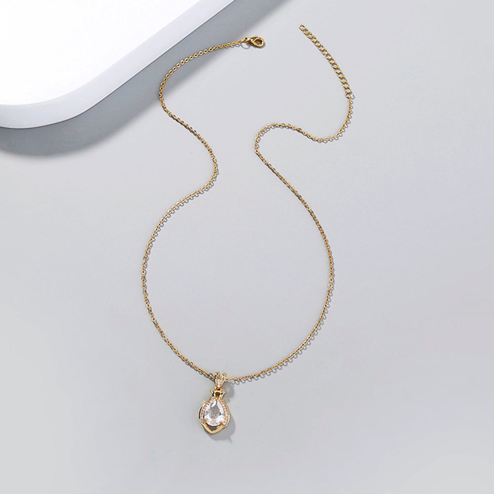 European and American necklace jewelry Light luxury simple style niche perfume bottle water drop transparent crystal zircon necklace accessories