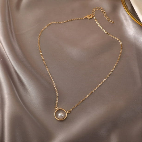 Pearl Geometric Pendant Necklace - Fashionable Thin Chain Jewelry for Women - Shop N Save
