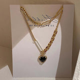 Carnelian &amp; Black Onyx Heart Necklace: Gold Charm Gift for Her - Shop N Save