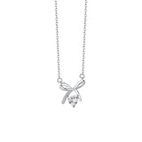 Diamond Love Necklace - Silver Bow Pendant, Minimalist Birthday Gift - Shop N Save