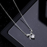 Diamond Love Necklace - Silver Bow Pendant, Minimalist Birthday Gift - Shop N Save