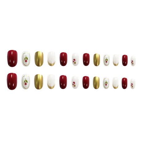 Floral Tulip Nail Set | 24 Pieces Glue-On | Multi-Color Women's Fake Nails - Shop N Save