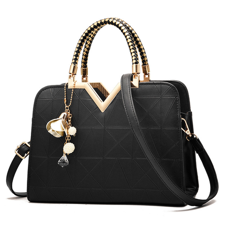 Black Geometric Handbag: Stylish, Trendy, Versatile, Office Fashion Charm - Shop N Save