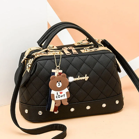 Black Geometric Quilted Handbag: Stylish, Tassel Detail, Versatile Charm - Shop N Save