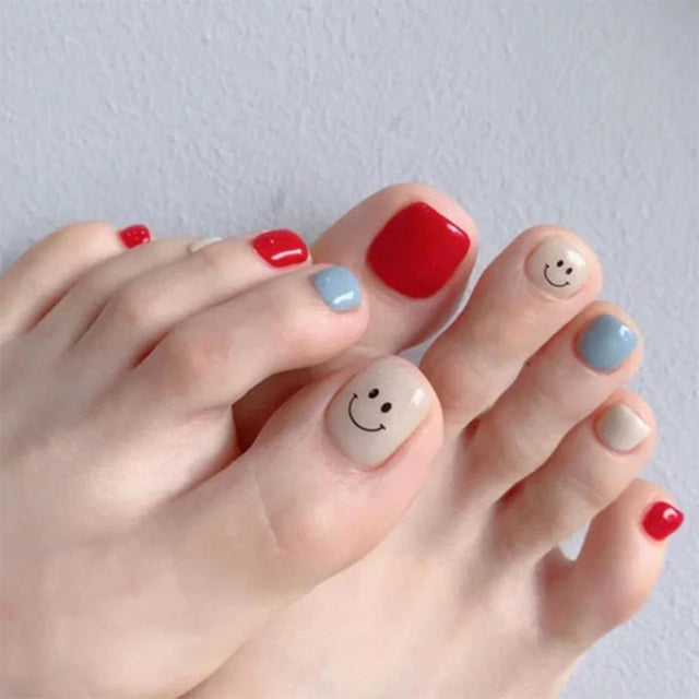 Cute Smile Nails Set - 24 Pieces with Glue, Multi-Color Variety - Shop N Save