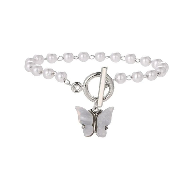 Pinapes White Pearl Butterfly Bracelet: Exclusive Beaded Elegance - Shop N Save