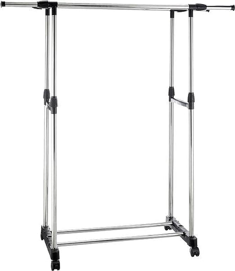 Double Pole Metal Garment Rack: Sturdy Organizer for Effective Storage - Shop N Save