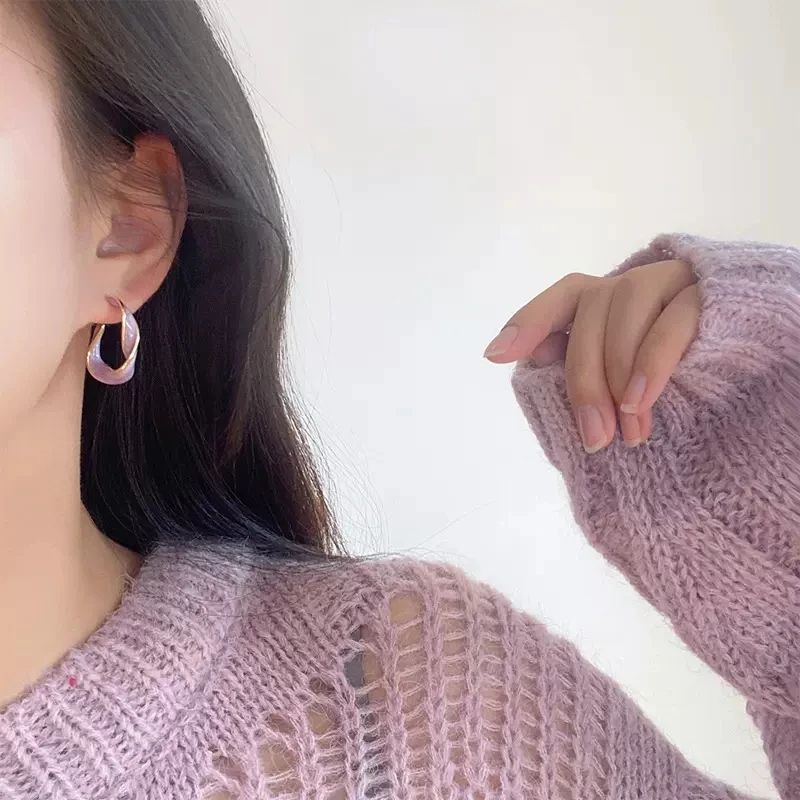 Lavender Purple Hoop Earrings - 2023 Fashion Jewelry Gift - Shop N Save