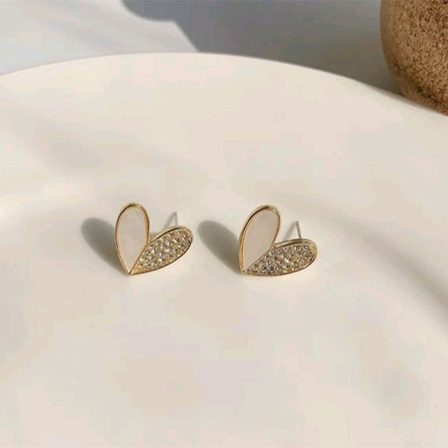 2023 Korean Fashion: Rhinestone Heart Drop Earrings, Red Crystal Glam - Shop N Save