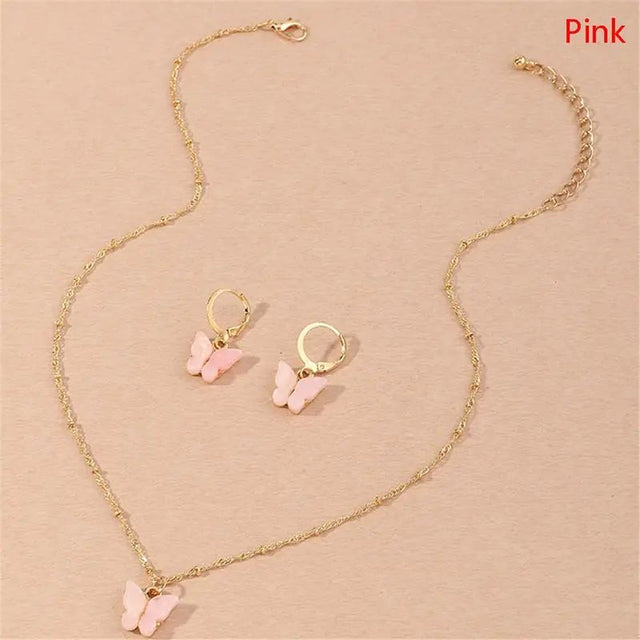 Boho Butterfly Jewelry Set: Colorful Acrylic, Adjustable, Wedding Glam - Shop N Save