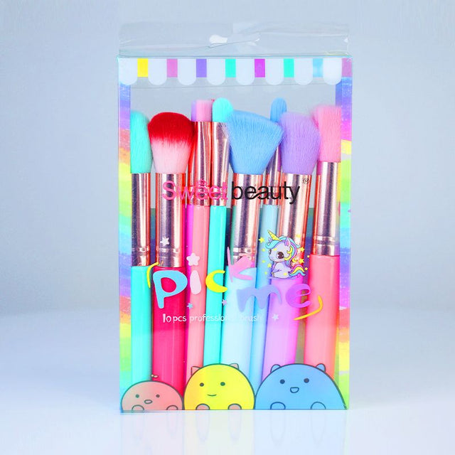 Sweet Beauty 10-Piece Brush Set: Professional Makeup Essentials - Shop N Save