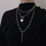 Harajuku Gothic Heart Lock Necklace - Grunge Metal Unisex Jewelry - Shop N Save