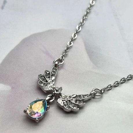 Winged Rhinestone Charm Necklace - Elegant Jewelry for Every Occasion - Shop N Save