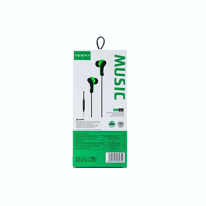 Oppo S50 Bass Handsfree: Enhanced Audio, Comfort Fit, Universal Compatibility (Green Black) - Shop N Save