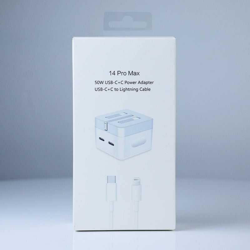 14 Pro Max 50W Adapter: Fast USB-C+C Charging, Lightning Cable - Shop N Save