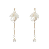 Silver Fringed Pearl Earrings: Acrylic Needle, Stylish Drop - Shop N Save