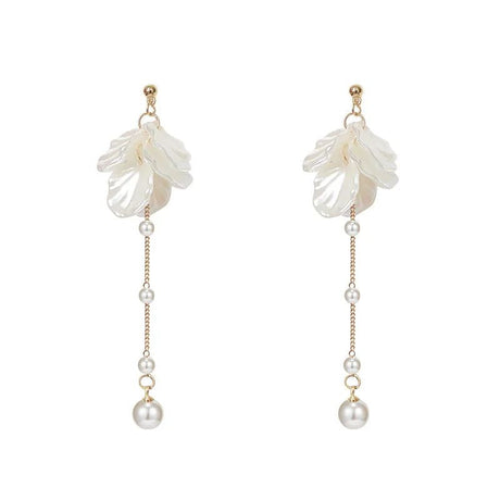 Silver Fringed Pearl Earrings: Acrylic Needle, Stylish Drop - Shop N Save