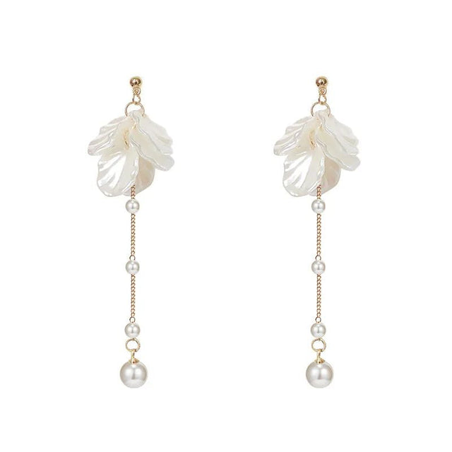 Silver Fringed Pearl Earrings: Acrylic Needle, Stylish Drop - Shop N Save