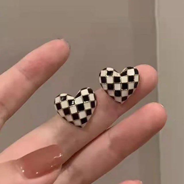 Checkered Heart Earrings: Personalized Jewelry, Birthday Gift - Shop N Save