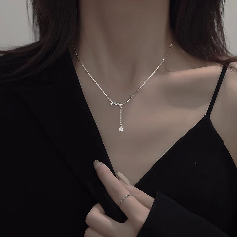 Sterling Silver Water Drop Necklace: Zircon Pendant, Fashion Jewelry - Shop N Save