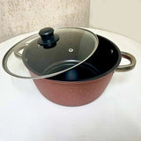 Premium Aluminum Cooking Pot: Non-Stick, Glass Lid, 26 cm - Shop N Save