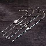 Retro Map Heart Bracelet Set - Multilayer Silver Fashion Jewelry - Shop N Save