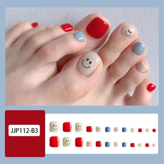 Cute Smile Nails Set - 24 Pieces with Glue, Multi-Color Variety - Shop N Save