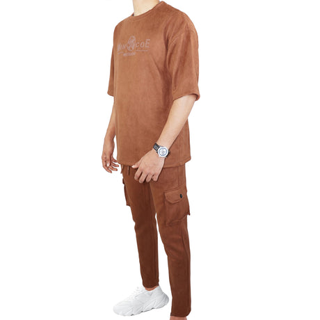MON COE MASDCAD Long Shoulder Suede Blends Track Suit - (Brown)