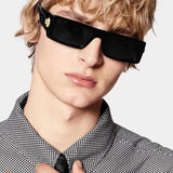 Small Frame Square Metal Decorative Unisex Sunglasses - Black - Shop N Save