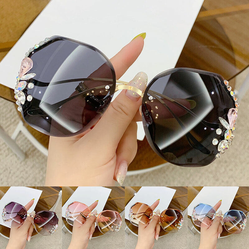 Women Fashion Diamond Rimless Sunglasses - Black - Shop N Save